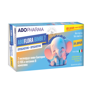ABO ФЛОРА 7 - 7 млрд. живи бактерии пробиотик + пребиотик, течни флакони, 6 бр./оп.